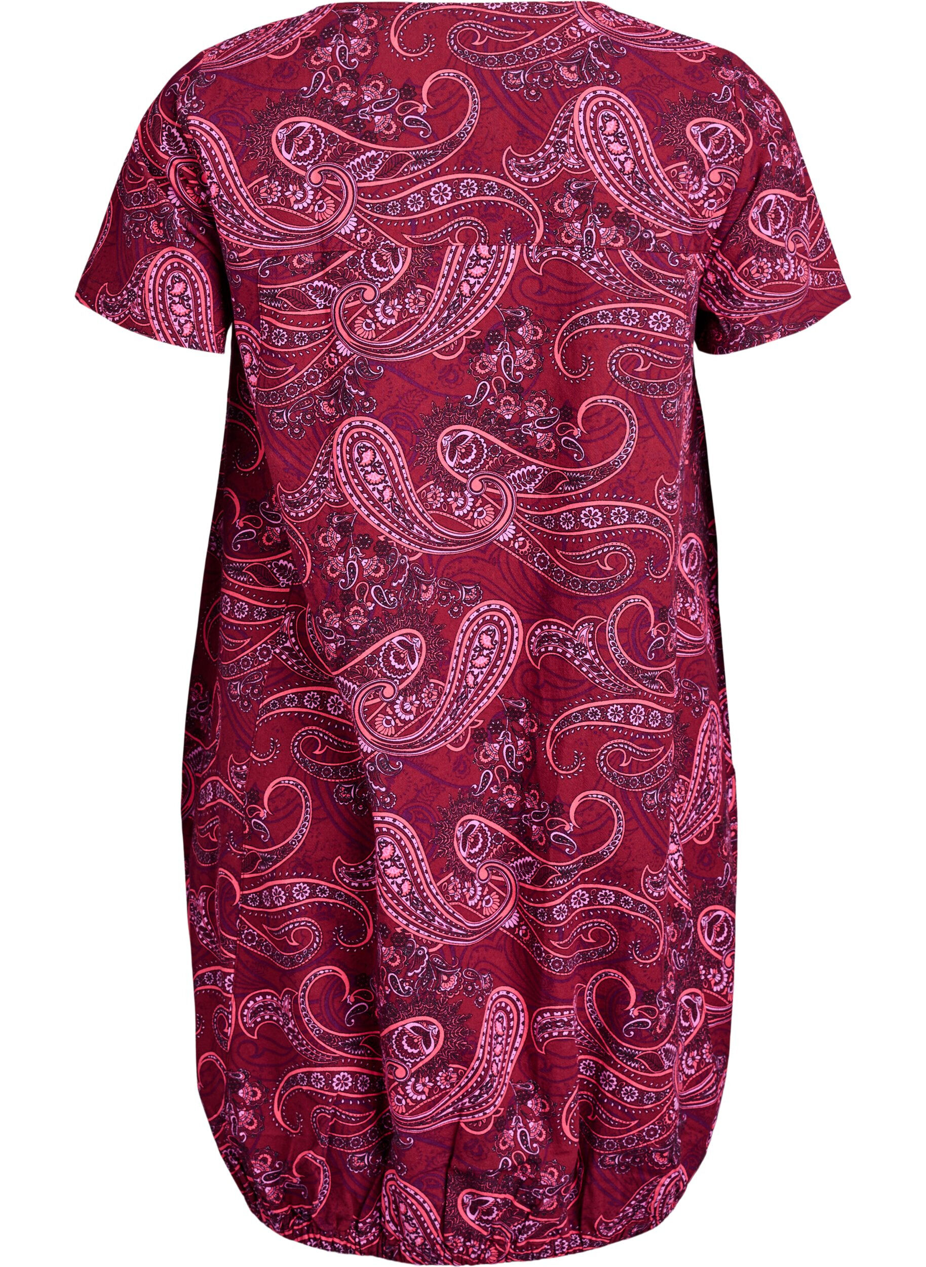 ZizziKurz&auml;rmliges Baumwollkleid mit Aufdruck, Rot, Packshot image number 1