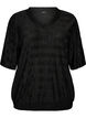Bluse mit welliger Struktur und Ballonform, Schwarz, Packshot image number 0