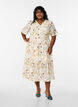 Robe mi-longue &agrave; fleurs avec une forme trap&egrave;ze, Beige, Model image number 1