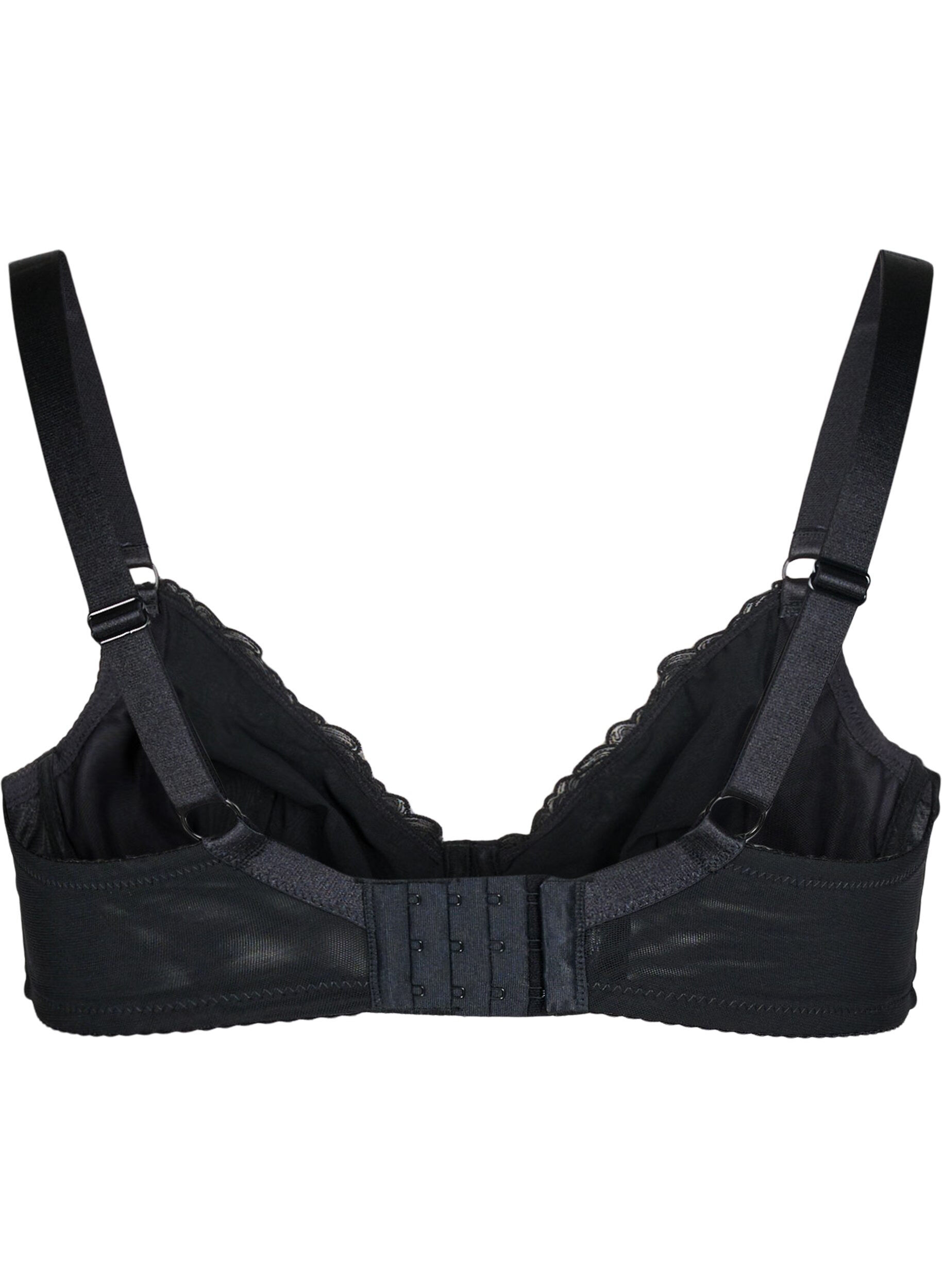 Zizzi Soutien-gorge couvrant en mesh avec motif brod&eacute;, Noir, Packshot image number 1