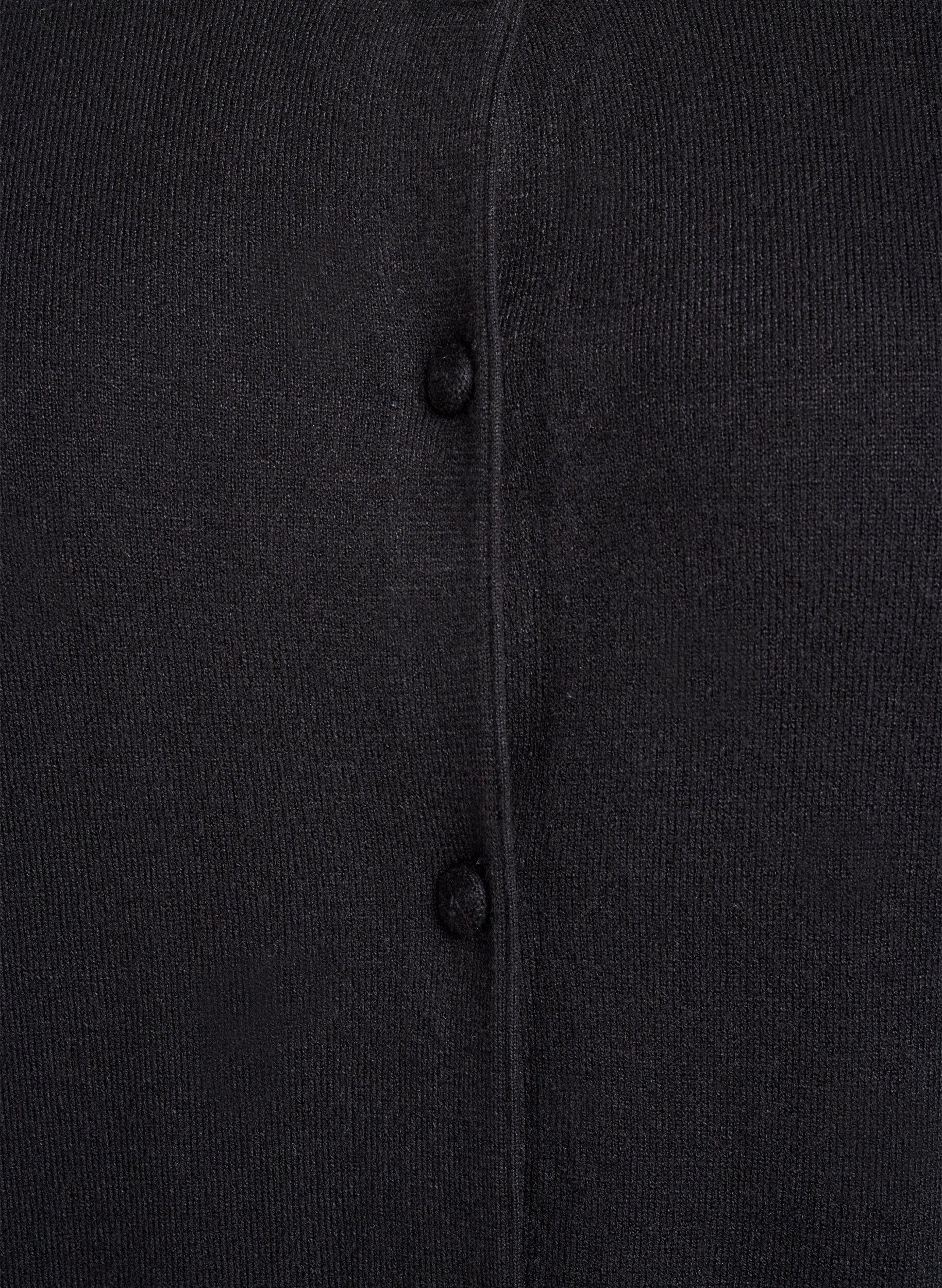 Zizzi Cardigan avec col rond et boutons recouverts de tissu, Noir, Packshot image number 3