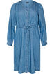 Robe en jean avec col en V et ceinture &agrave; nouer, Bleu Clair, Packshot image number 0