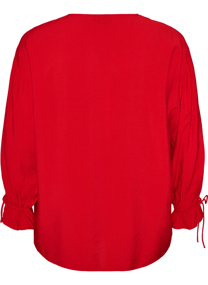 Blouse en viscose avec liens et volants, Rouge, Packshot image number 1