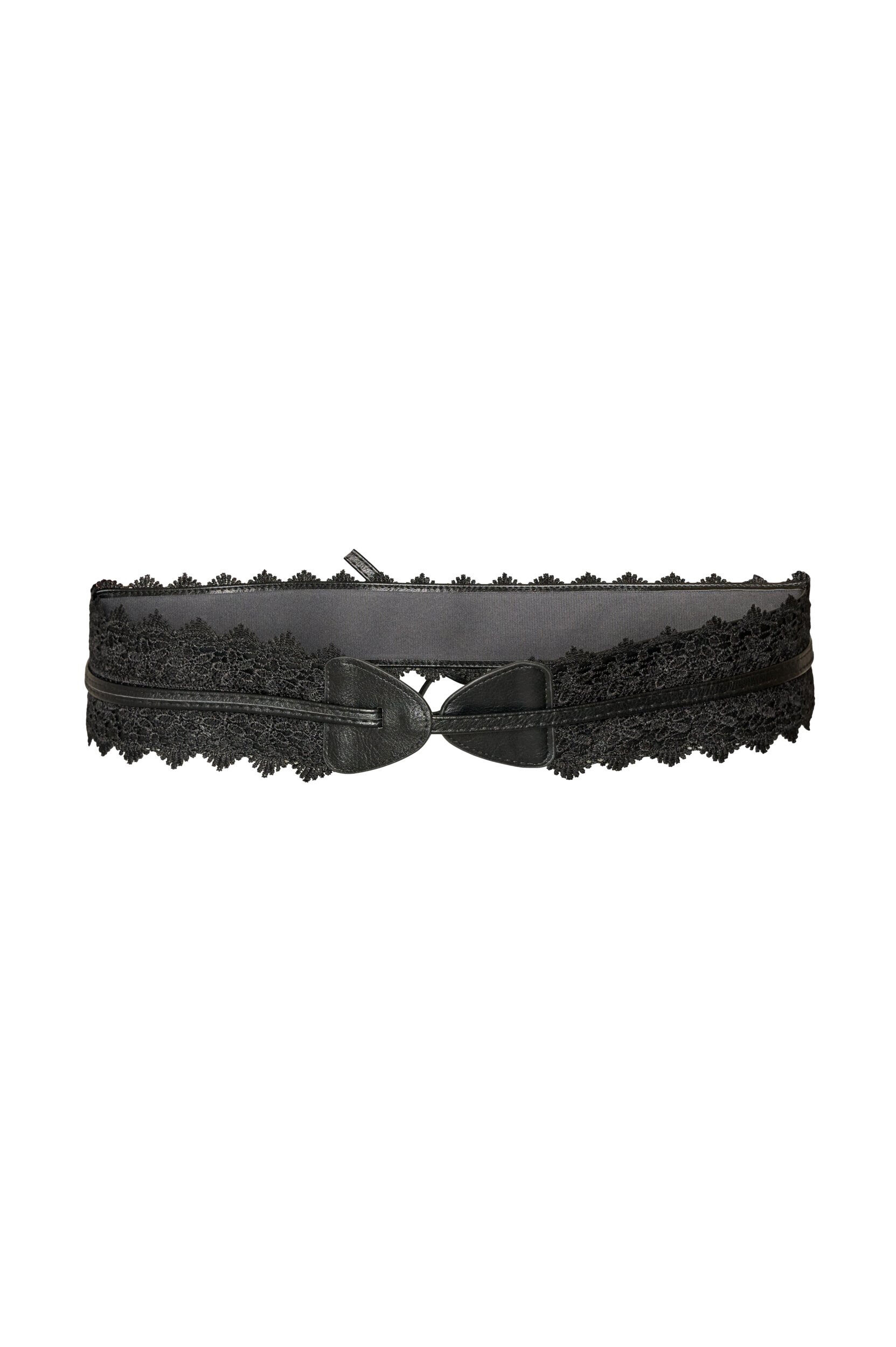 ZizziTailleng&uuml;rtel mit Spitze und Bindeband, Schwarz, Packshot image number 1