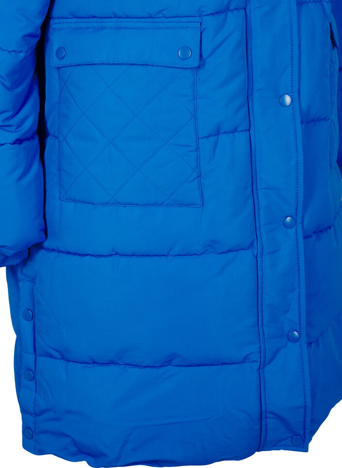 Longue veste polaire avec poches et capuche, Bleu, Packshot image number 3
