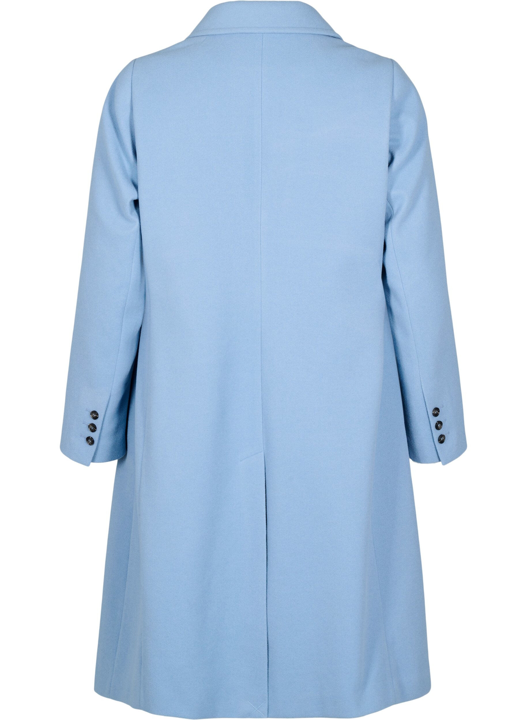 Zizzi Manteau long avec une fente au dos, Bleu Clair, Packshot image number 1