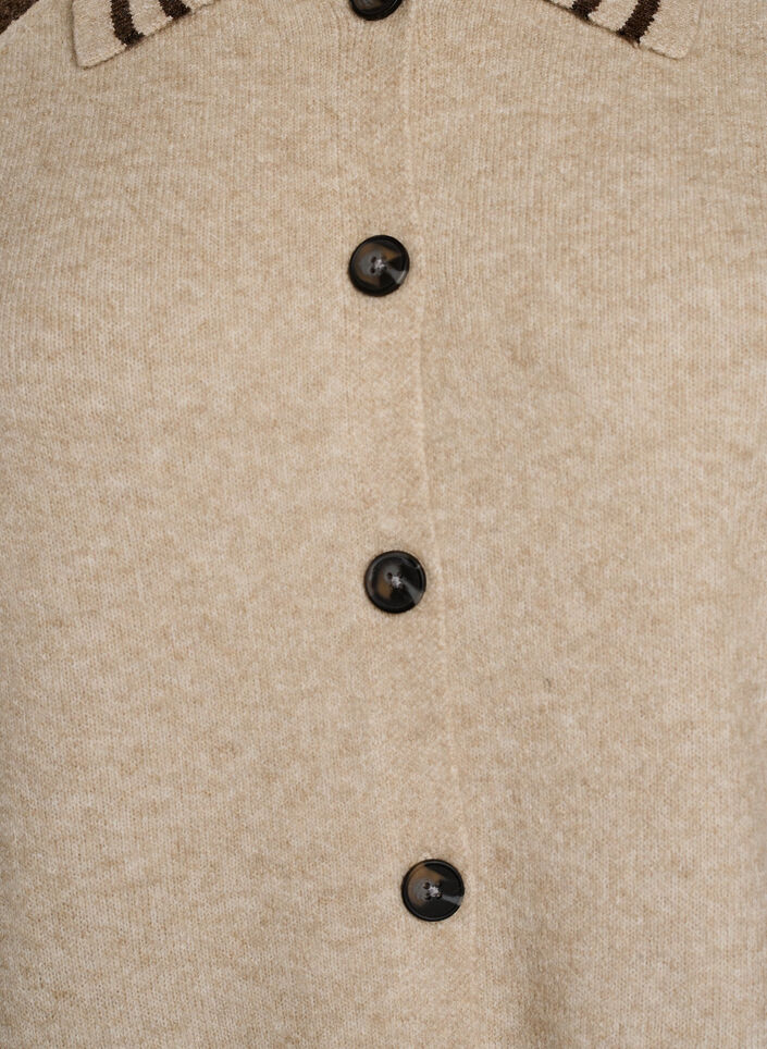 Cardigan avec manches et col contrastants, Beige, Packshot image number 2