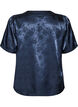 Blouse en satin &agrave; imprim&eacute; floral et col V, Bleu, Packshot image number 1