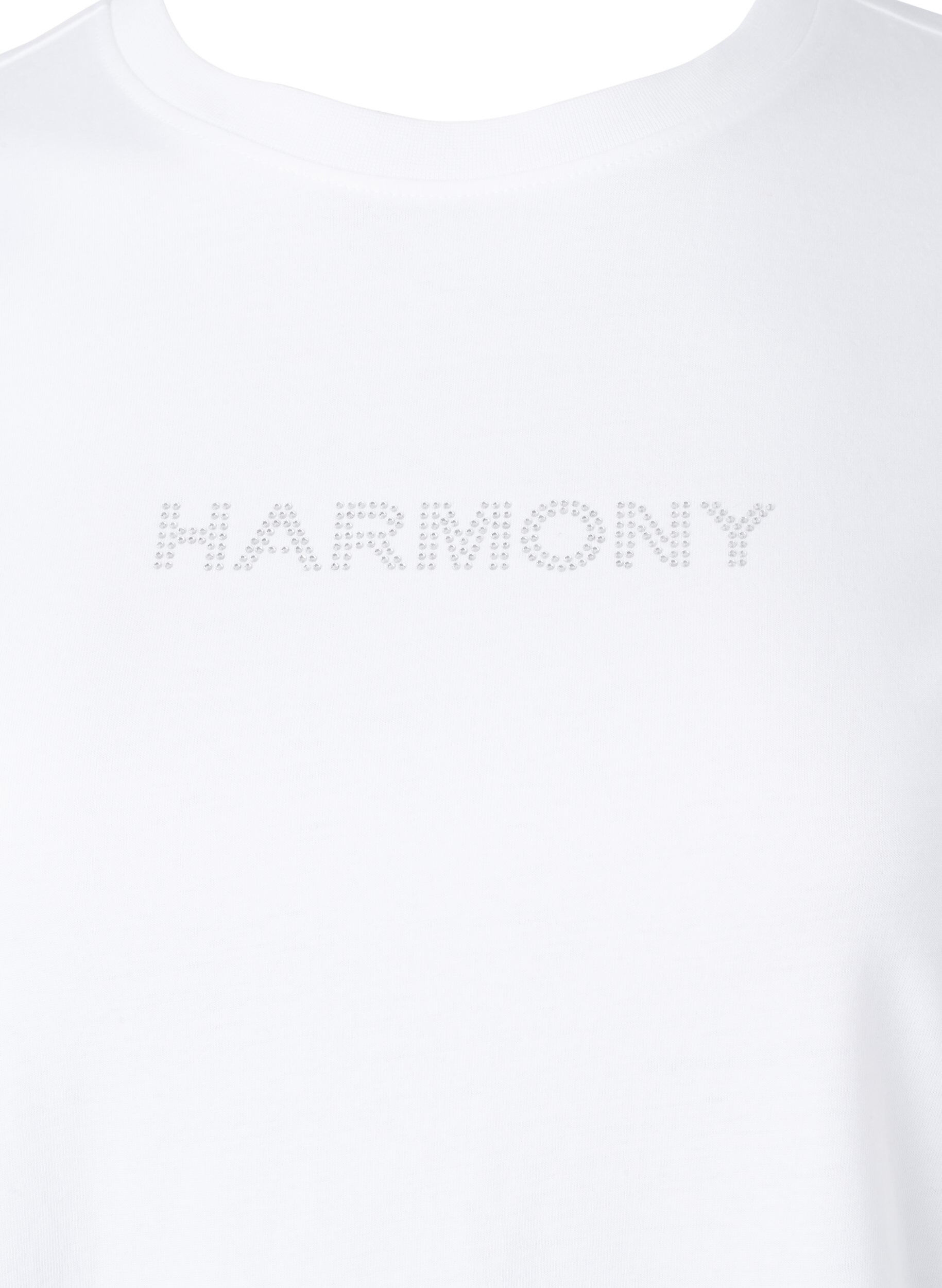 Zizzi T-shirt en coton biologique avec texte, White HARMONY, Packshot image number 2