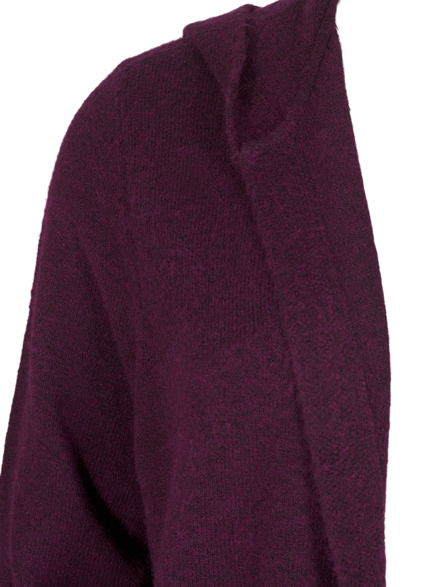 Zizzi Cardigan long tricot&eacute; contenant de la laine et capuche, Potent Purple Mel., Packshot image number 2