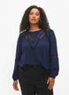 Langarm-Bluse mit Spitze, Navy Blazer, Model image number 0