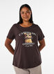 T-shirt en coton avec imprim&eacute; devant, Marron, Model image number 0
