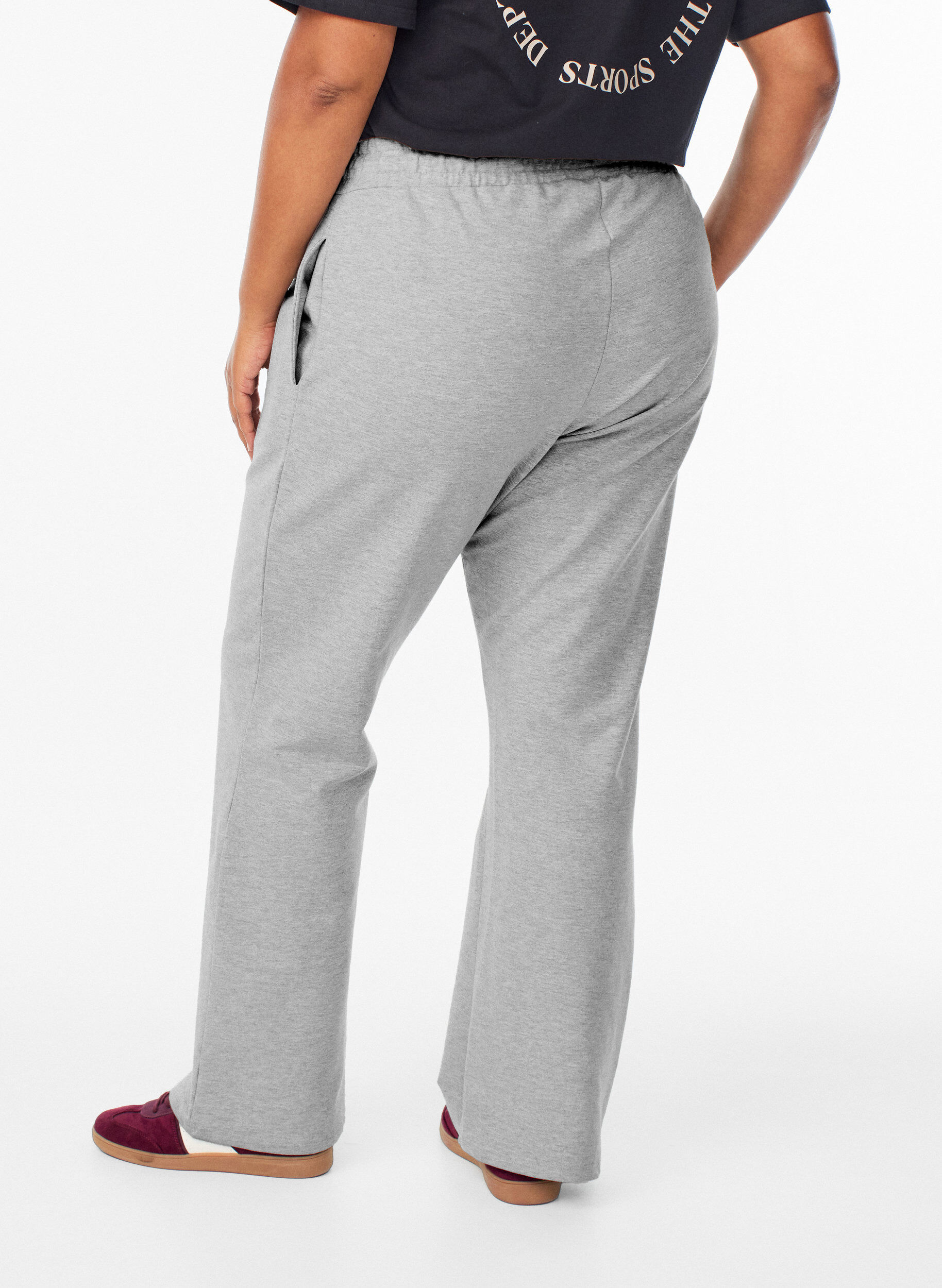 Zizzi Pantalon de jogging &eacute;vas&eacute; taille haute, Gris, Model image number 1