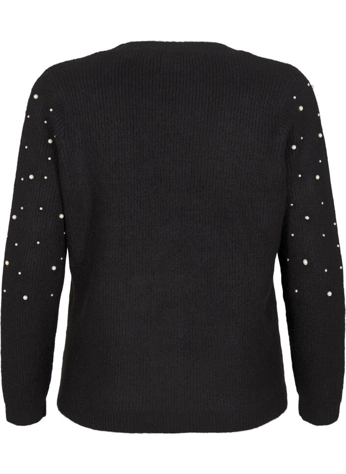 Cardigan en tricot avec des perles, Black White Pearls, Packshot image number 1