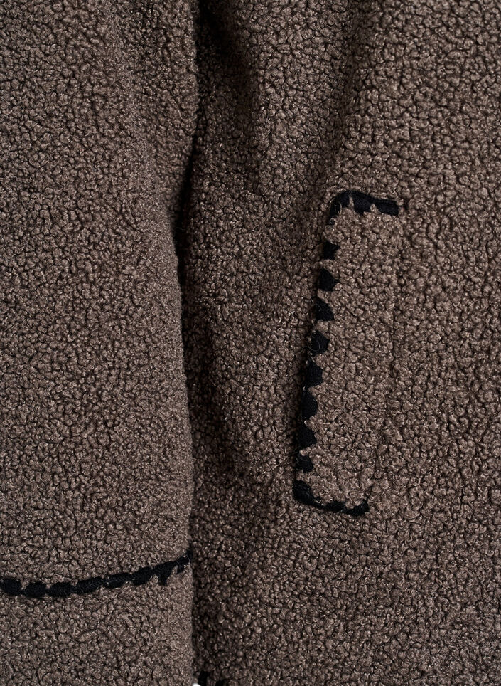 Veste teddy avec d&eacute;tails contrastants, Marron, Packshot image number 3