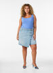 Denimskort mit Wickeloptik und hoher Taille, Blau, Model image number 1