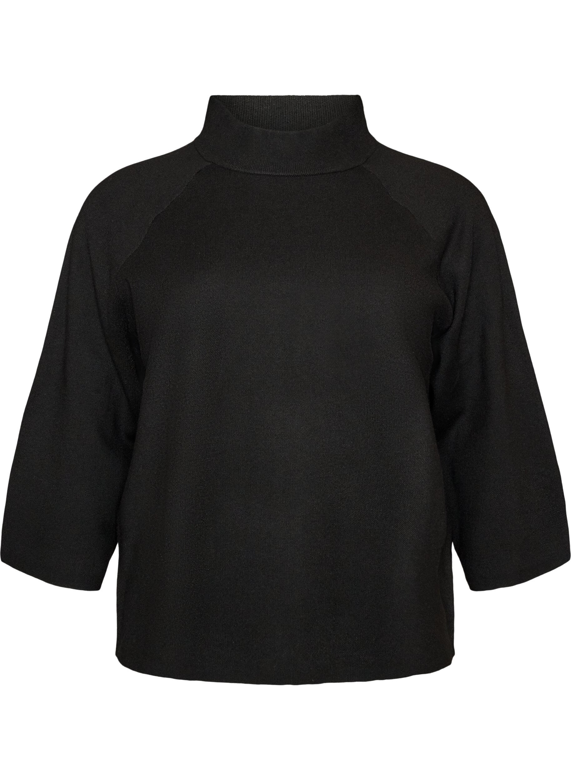 ZizziStrickbluse aus einer Viskosemischung mit Rollkragen, Schwarz, Packshot image number 0
