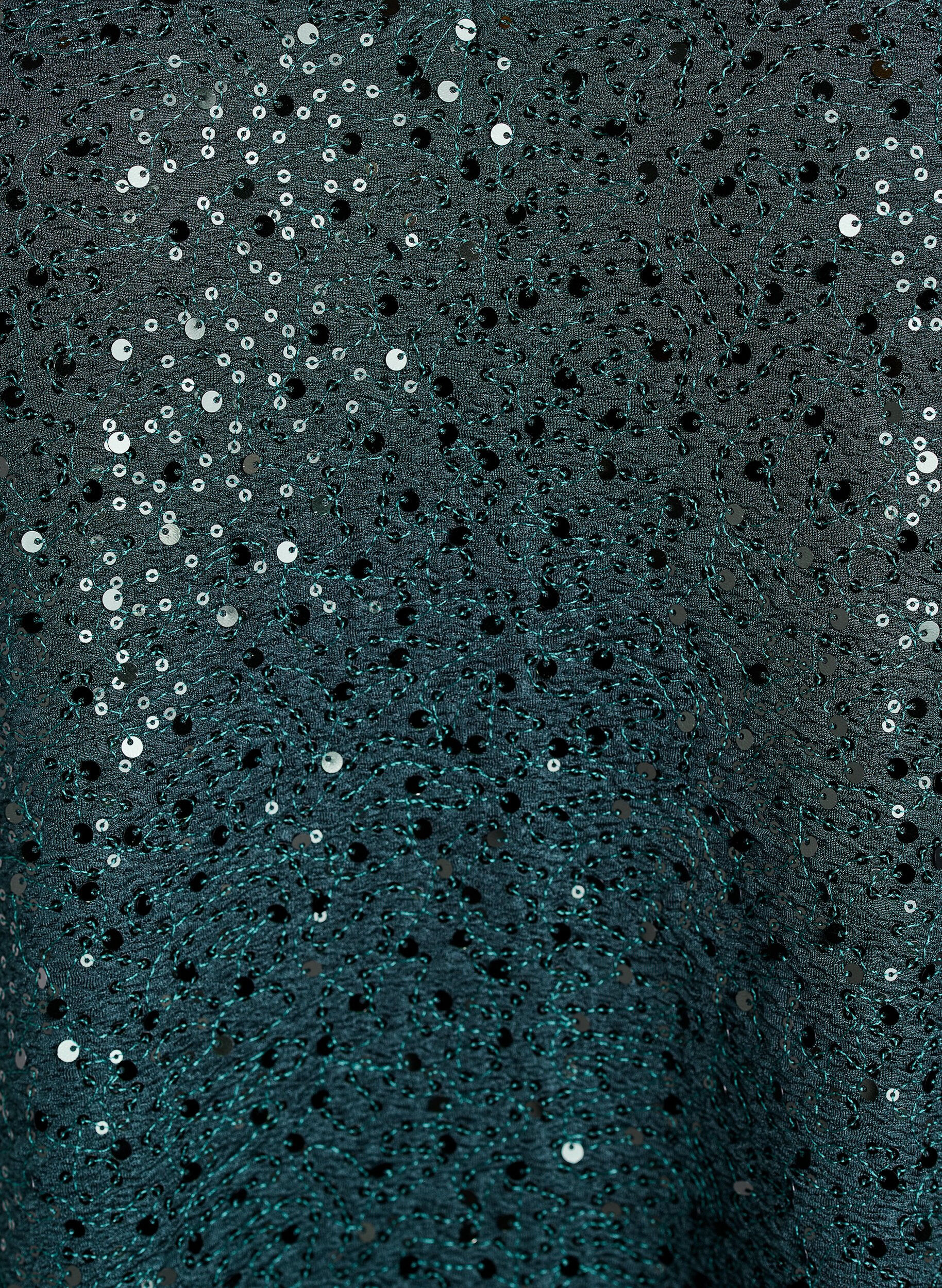 Zizzi Kurzes Paillettenkleid mit Puff&auml;rmeln, Gr&uuml;n, Packshot image number 2