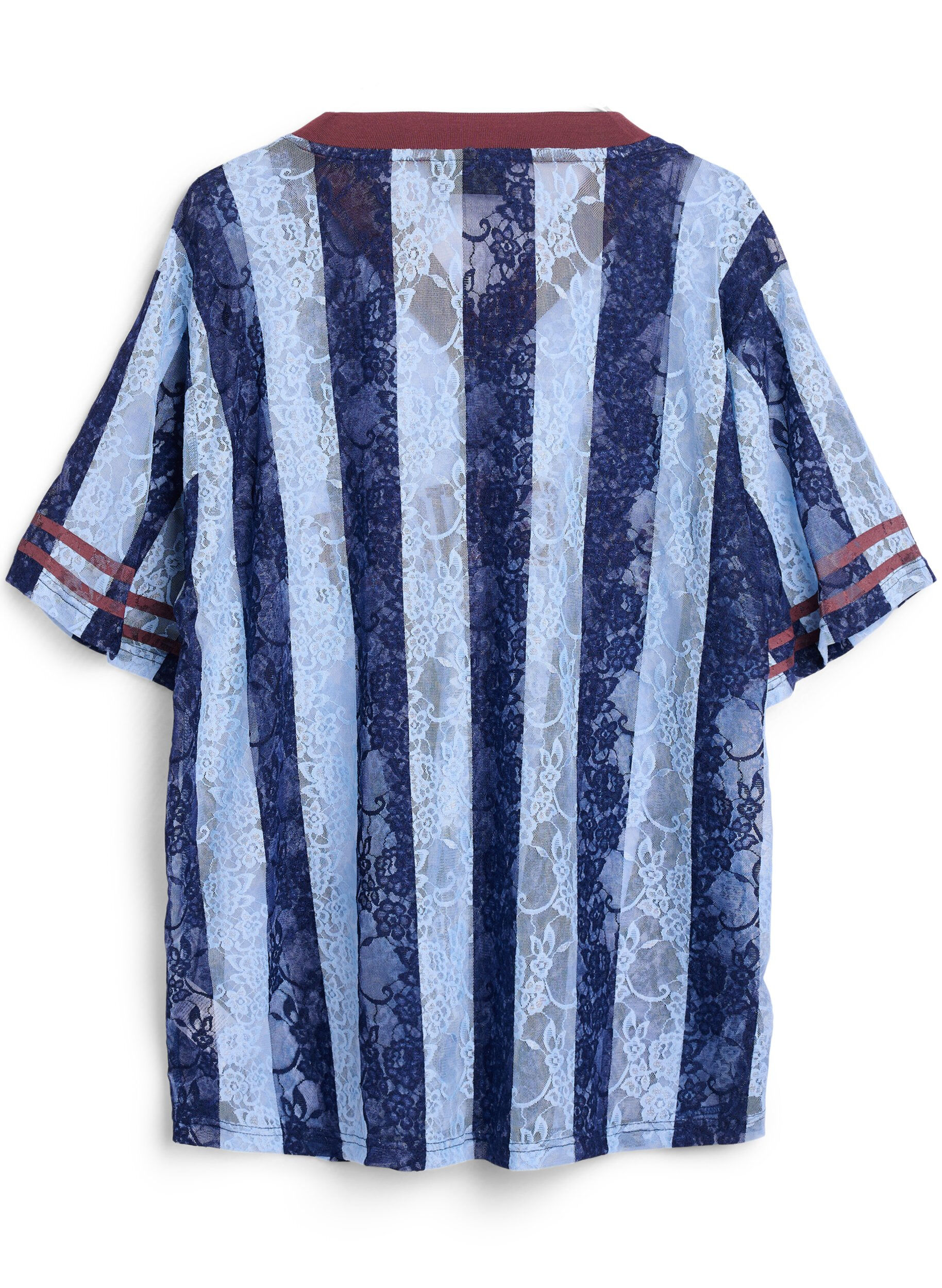 Zizzi Chemisier en dentelle &agrave; rayures avec imprim&eacute; original, Bleu Clair, Packshot image number 1