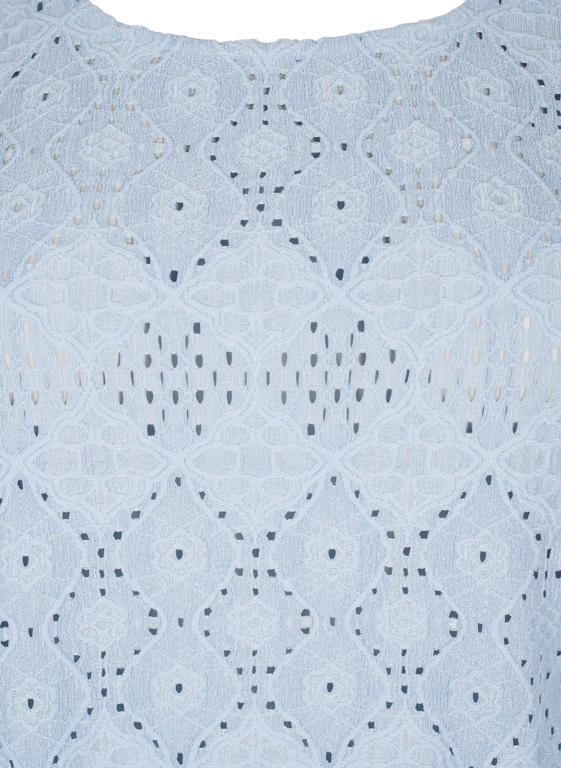 Zizzi  Kurz&auml;rmelige Bluse mit Lochmuster, Cashmere Blue, Packshot image number 2