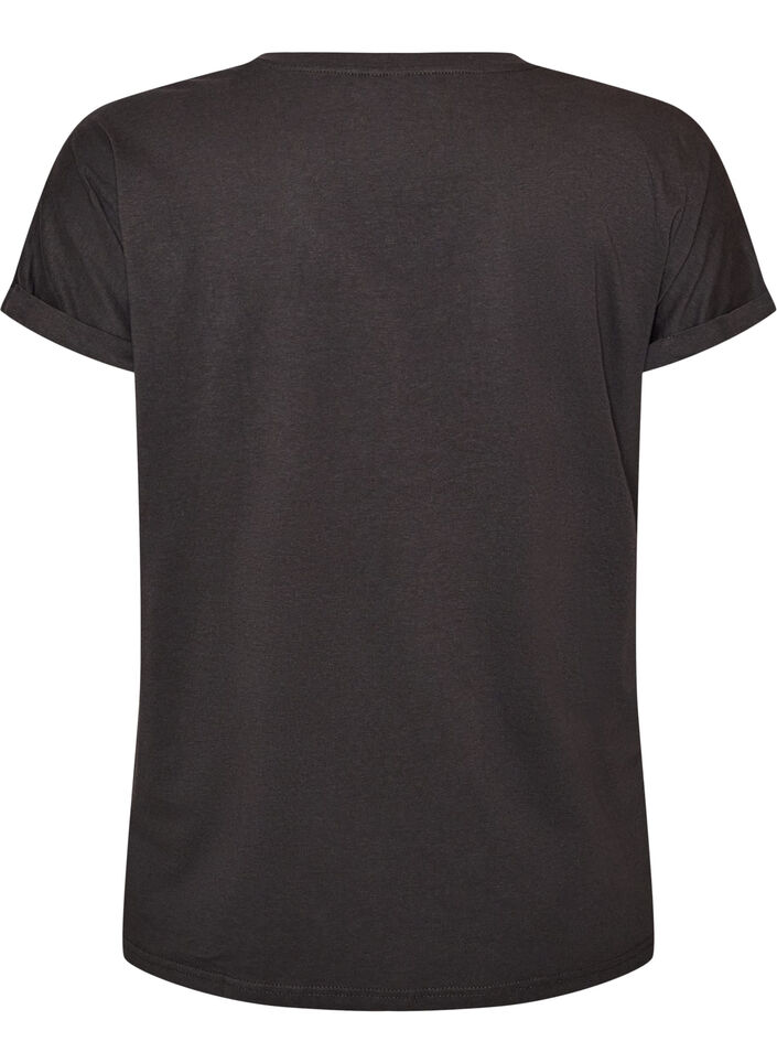 T-shirt en coton avec imprim&eacute; dor&eacute;, Gris anthracite, Packshot image number 1
