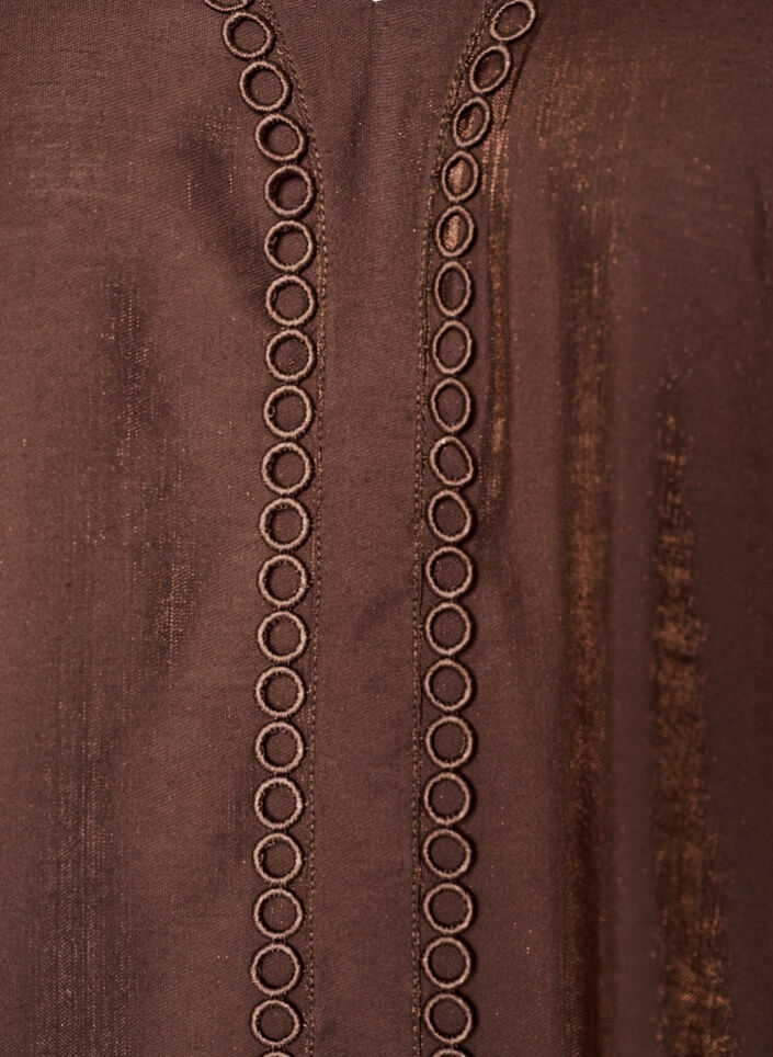 Blouse en viscose avec col en V et d&eacute;tails d&eacute;coratifs, Marron, Packshot image number 2