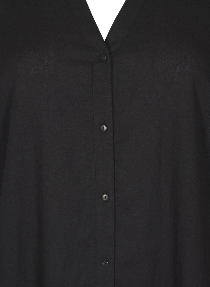 Lange Bluse aus Leinen und Viskose, Schwarz, Packshot image number 2