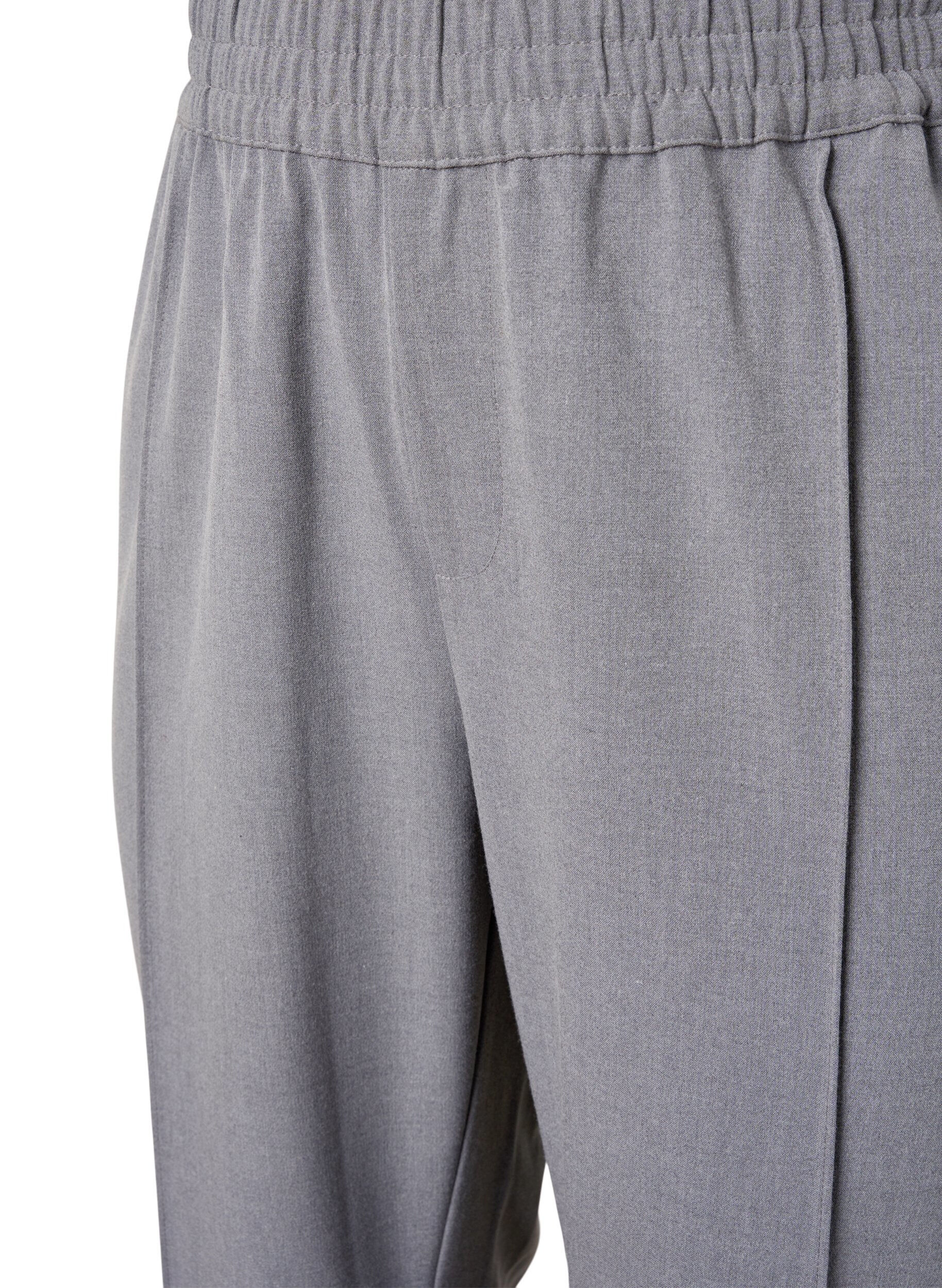 Zizzi Pantalon m&eacute;lang&eacute; gris avec &eacute;lastique &agrave; la taille, Medium Grey Melange, Packshot image number 2