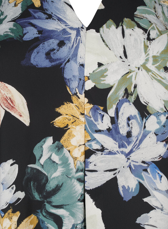 Robe à manches longues avec imprimé floral, Yellow Flower AOP, Packshot image number 2