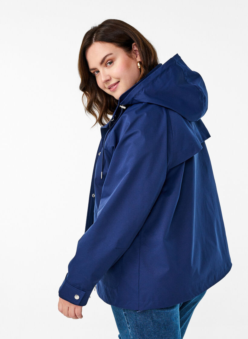 Kurze Fr&uuml;hlingsjacke mit abnehmbarer Kapuze, Blau, Model image number 2