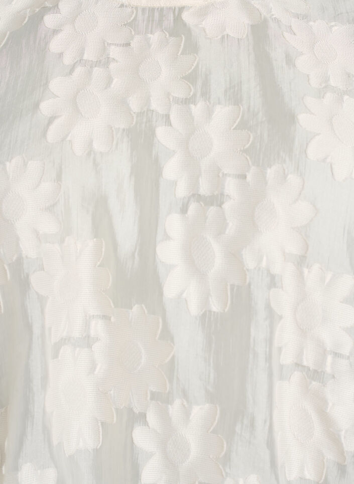 &Auml;rmelloses Top aus Jacquard mit floraler Textur, Vanille, Packshot image number 2