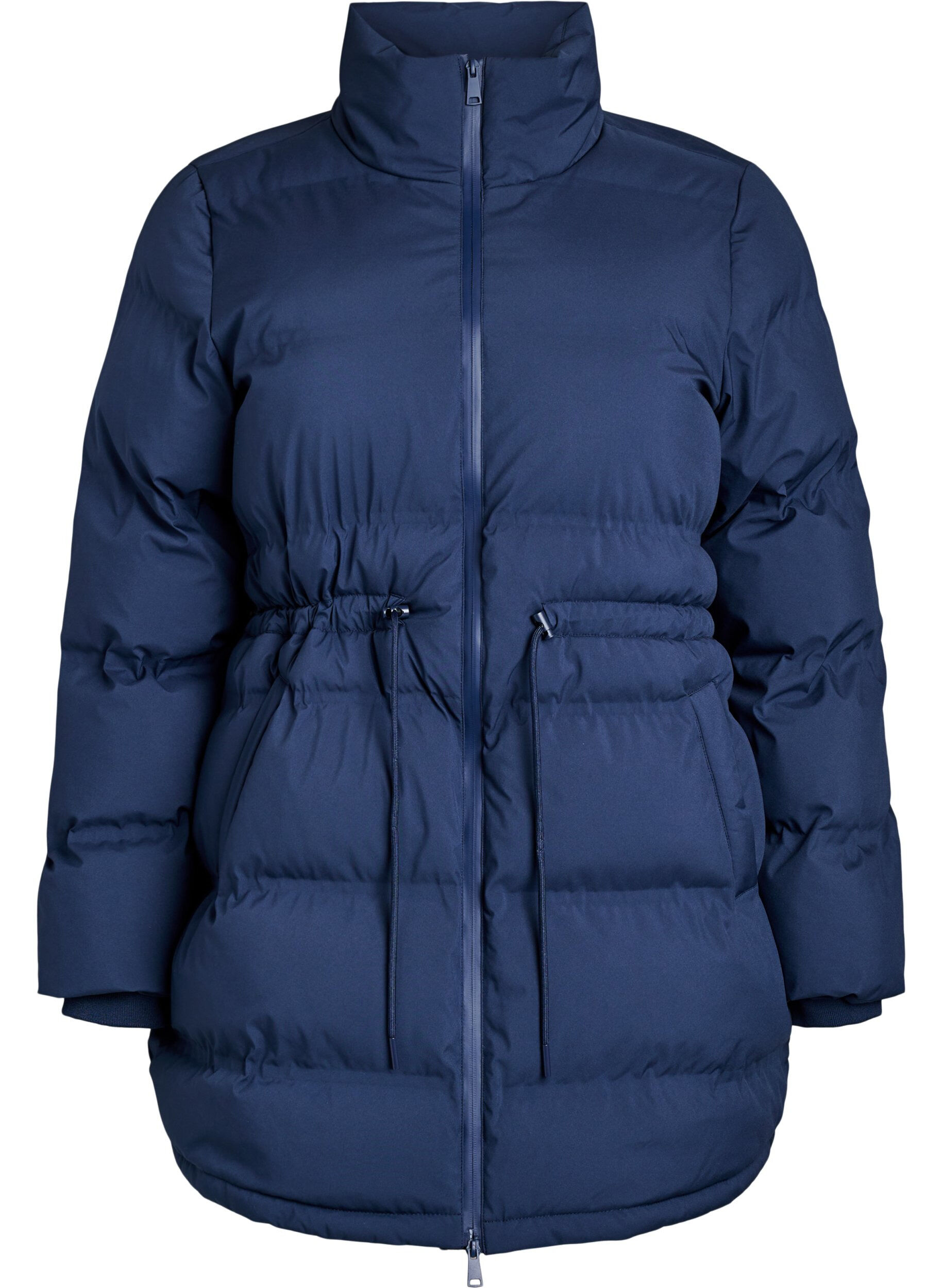 Mittellange Pufferjacke mit verstellbarer Taille