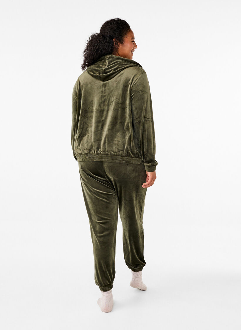 Lockere Samt-Hose, Gr&uuml;n, Model image number 1