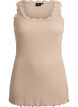 Haut avec bordure en dentelle, Beige, Packshot image number 0