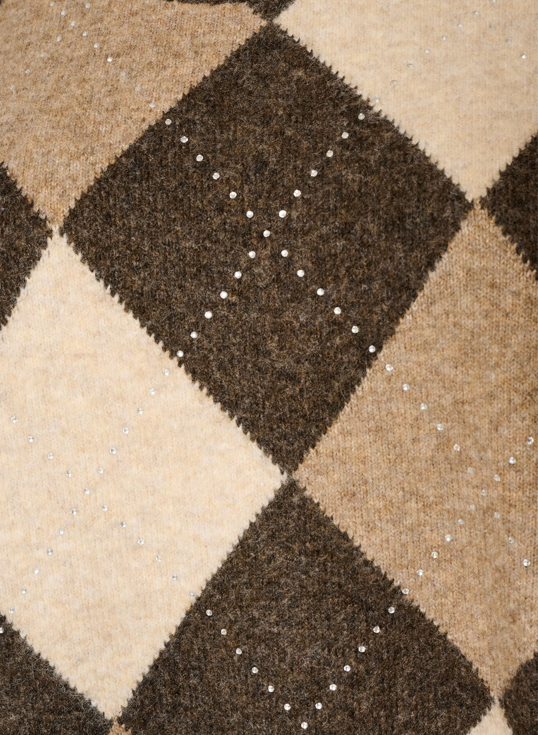 ZizziHaut en maille avec motif losanges et strass, Marron, Packshot image number 2