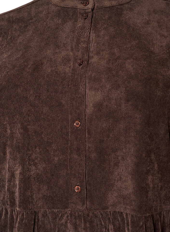 Cordkleid in A-Linie mit Stehkragen, Braun, Packshot image number 2