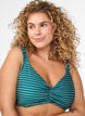 Haut de bikini à rayures avec coussinets amovibles, Vert foncé, Model image number 2