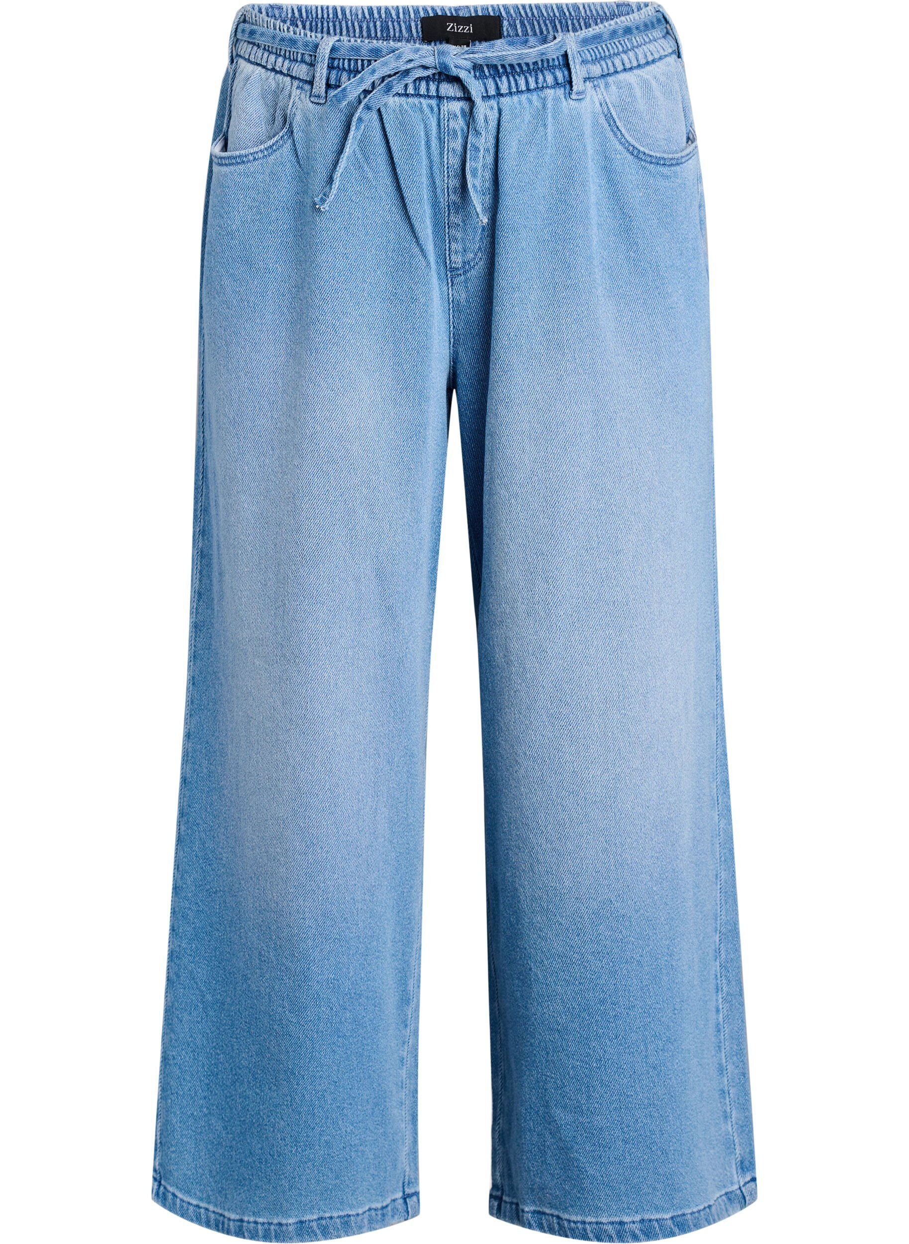 Jean ample &agrave; ceinture &eacute;lastique et cordon de serrage