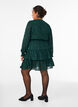 Kurzes Kleid mit R&uuml;schen und Strukturmuster, Gr&uuml;n, Model image number 2