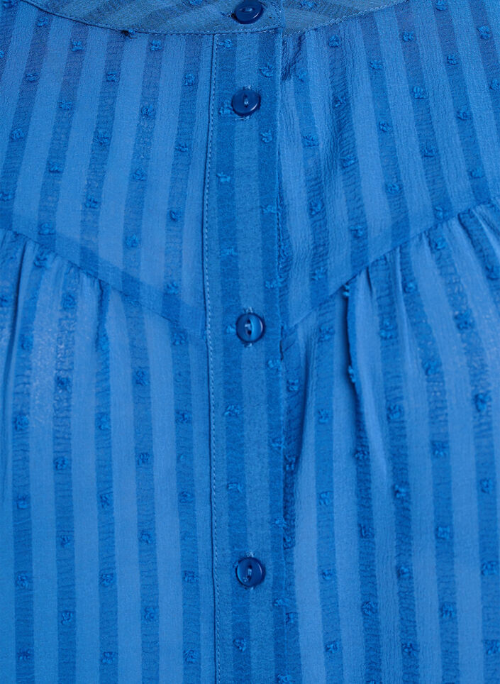Bluse mit strukturiertem Punktemuster und Stickereidetails, Blau, Packshot image number 2