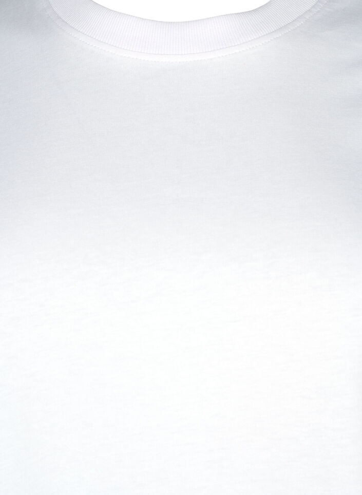 Basic T-Shirt aus Baumwolle mit Rundhalsausschnitt, Wei&szlig;, Packshot image number 2