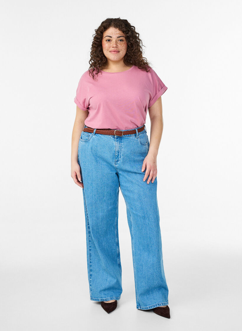 Kurz&auml;rmeliges T-Shirt aus Baumwollmischgewebe, Rot, Model image number 1