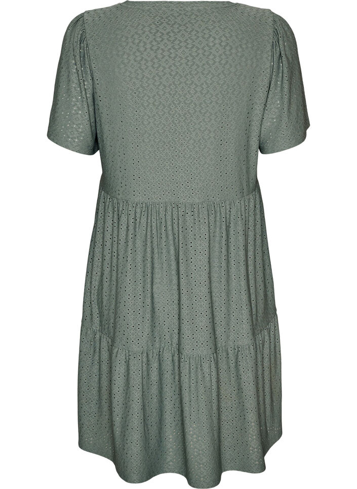 Kurzes Kleid mit Spitzenmuster und Lagenrock, Gr&uuml;n, Packshot image number 1