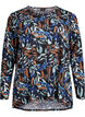 Chemisier &agrave; motifs &agrave; manches longues, Bleu, Packshot image number 0
