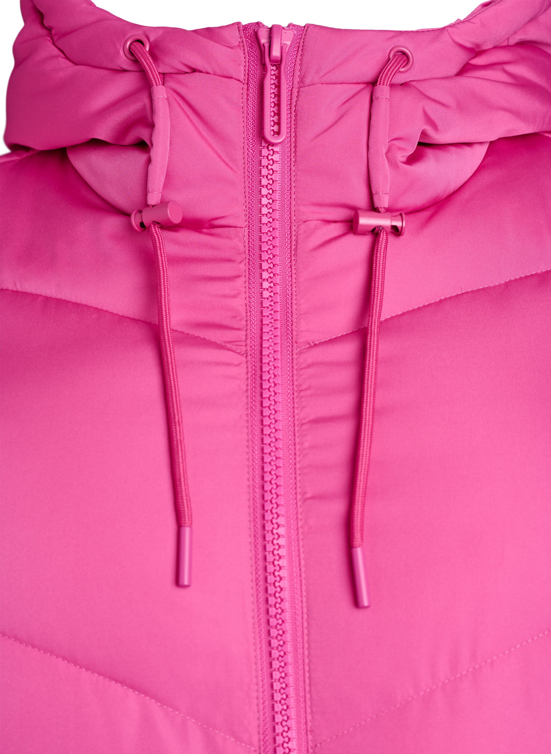 ZizziDoudoune longue avec capuche et poches, Rose, Packshot image number 2