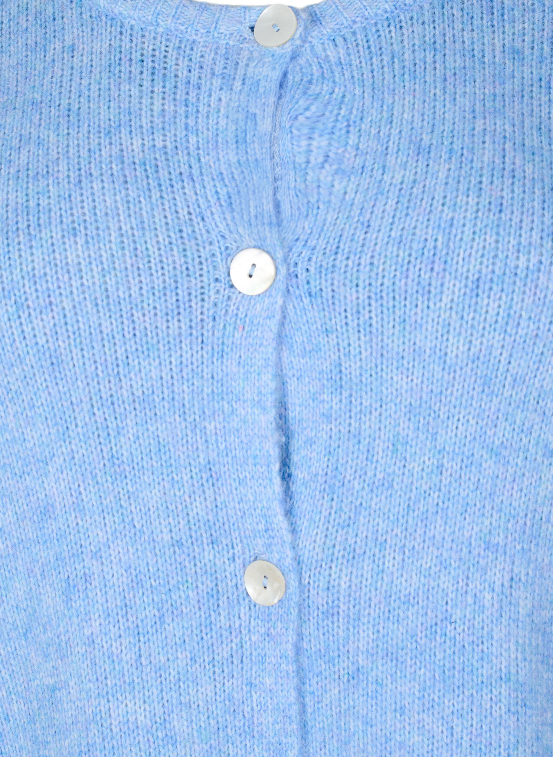 Zizzi Cardigan en maille comportant de la laine et des boutons, Della R. Blue Mel., Packshot image number 2