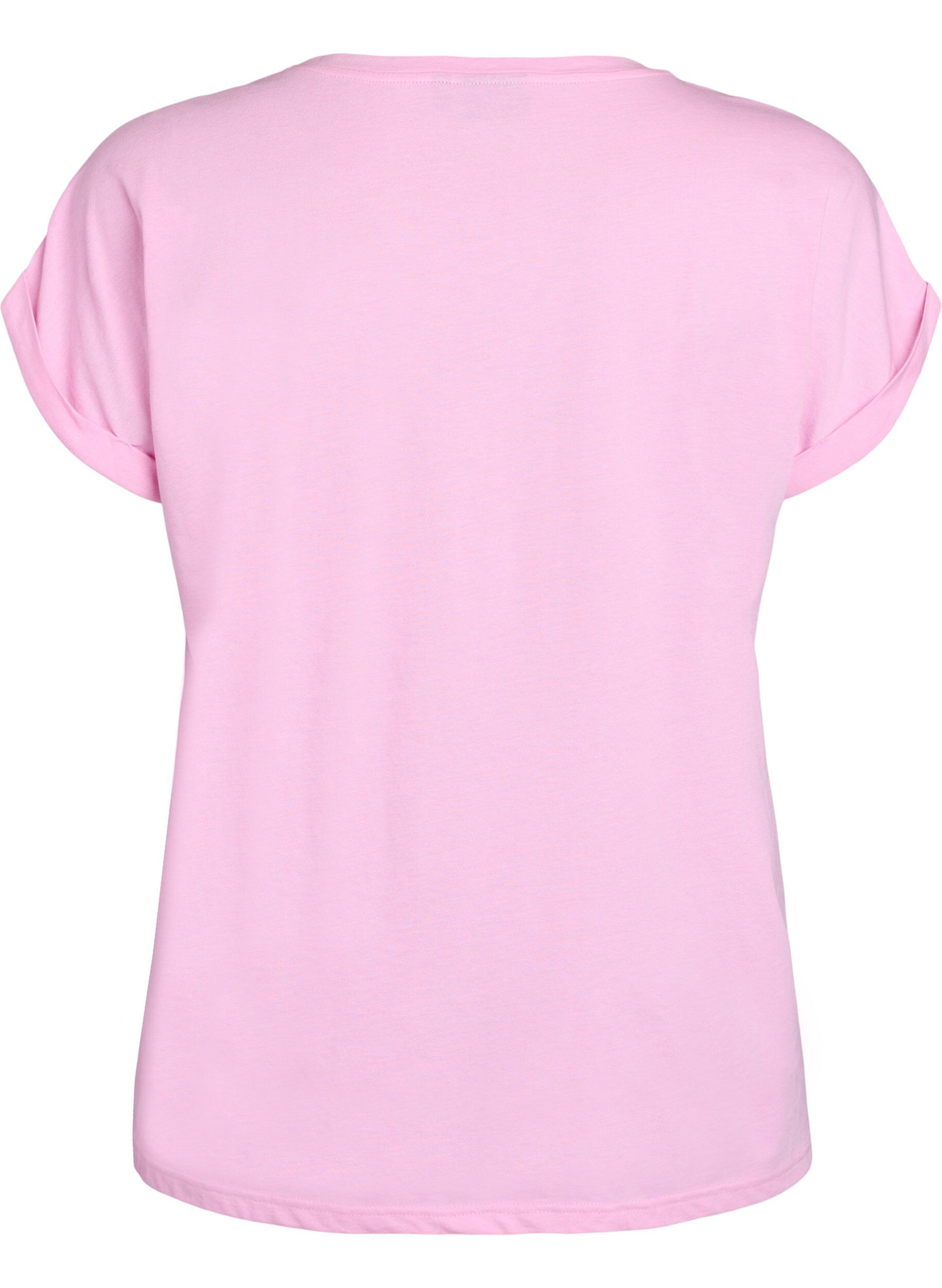 Zizzi Kurz&auml;rmeliges T-Shirt aus Baumwollmischgewebe, Pink, Packshot image number 1