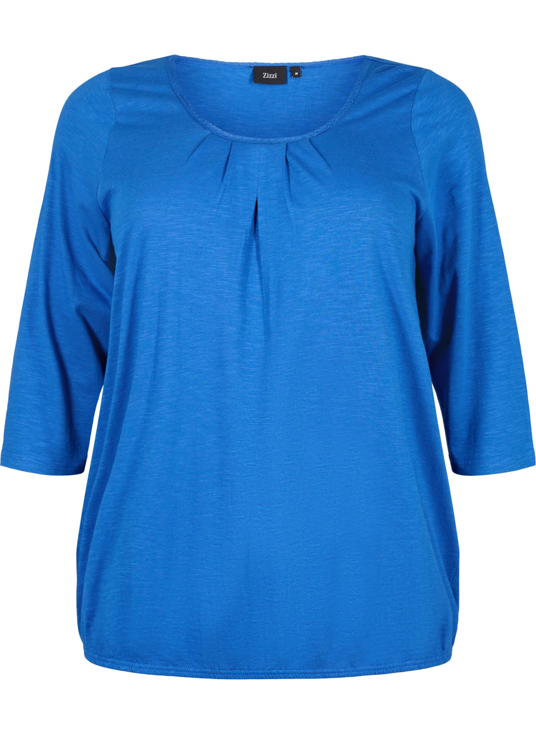 Zizzi Blouse en coton &agrave; manches 3/4, Galaxy Blue, Packshot image number 0