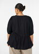 Blouse en viscose avec texture &agrave; pois et col V, Noir, Model image number 2