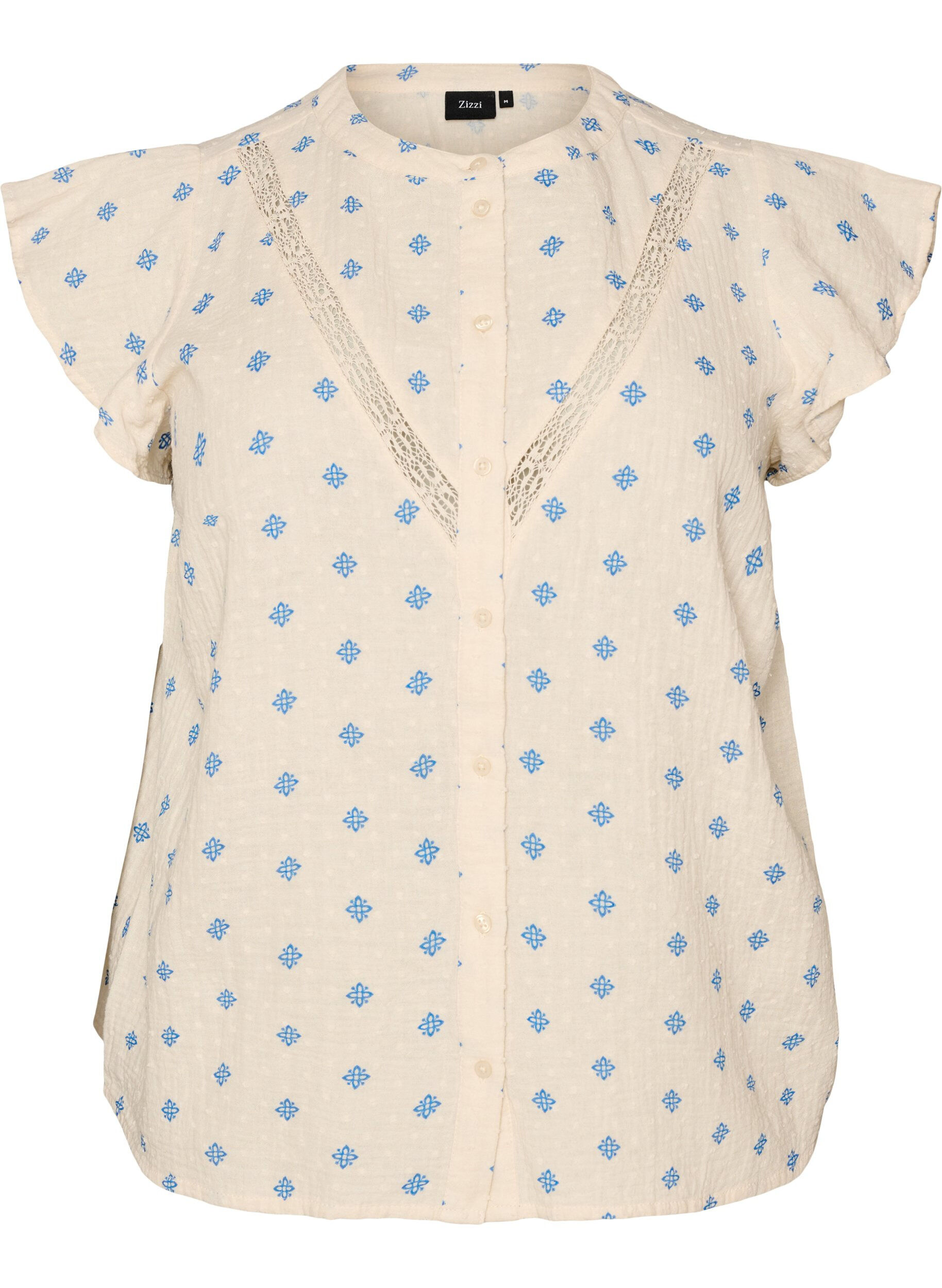 &Auml;rmellose Bluse mit H&auml;kelborte und R&uuml;schendetail